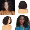 Short Jerry Curly 2X4 Lace Frontal Bob Wigs 100% Human Hair 180% Density