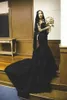 2021 Gothic Design Black Mermaid Wedding Dress Sexy Sweetheart Corset Back Vintage Castle Bridal Gowns Court Train Lace Appliqued Vestido De Novia Plus Size AL9586