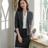 Profesjonalny garnitur wysokiej jakości kobiety spodnie Dwuczęściowe zimowe Slim Solid Color Długi rękaw Kurtka Damska Kombinezony 210527