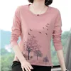 Shintimes Plus Size Woman Clothes Embroidery Patchwork Long Sleeve T Shirt Women Fall T- Loose Cotton Tee Femme 210623