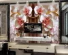 Papier peint 3D en relief papillon orchidée fleur papier peint Mural papier peint rouleau salon Po peintures murales florales personnaliser