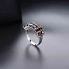 HUTANG 4.2ct Natural Black Garnet Ring for Women 925 Sterling Silver Rings Red Pomegranate Gemstone Fine Jewelry Christmas Gift 211217