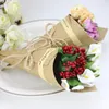 Presentförpackning 50st DIY Bouquet Kraft Paper Handgjord Flower Box Folding Card för paket,