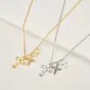 KIKICHICC Gold 925 Sterling Silver Small Three Cross Pendant Charm Long Chain Necklace Fashion Fine Jewelry Gift 220214