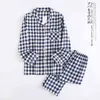 Printemps Automne Automne Hiver Vêtements Ensembles Pour Garçons Filles 2 Pièces Manteau Style Coton Pyjama Plaid Homewear Loungewear 211130