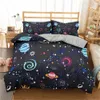 Homesky Planet Space Bedding Sets Cartoon Universe Duvet Cover Bedding Set King Queen Bed Linen Bedclothes Dropshipping C0223