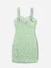 Daisy Print Frilled Ruched Bust Tie Front Cami jurk zij