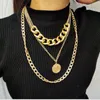Ожерелья с подвесками в стиле панк Майами, кубинское золотое колье, ожерелье в стиле хип-хоп, большая толстая массивная цепочка, модная королева, замок для монет, женские ювелирные изделияGRWR