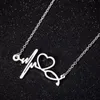 Kreativ guld silver rostfritt stål echoscope hjärta hängsmycke halsband för kvinnor geometrisk figur kärlek hjärta halsband par mode smycken