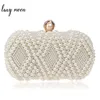 Clutch Bags White Pearls Evening Bead Day Luxury Rhinestone Wedding Bride Purse Chain Mini Handbag shoulder