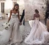 Verano bohemio estilo rural 3D apliques florales A-Line vestidos de novia vestidos de novia bohemios para novias robe de mari￩e