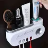 Porte-brosse à dents créatif sans poinçon distributeur automatique de dentifrice mural toilette salle de bain rangement salle de bain accessoires 211130