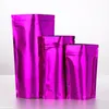 400 pièces Stand up Mylar violet sacs d'emballage refermable feuille d'aluminium pochette d'emballage différentes tailles fermeture éclair sac de stockage des aliments