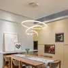 Modern LED Pendant lamp For Living Room Dining Kitchen Black/White Circle Ring Hanging Chandelier