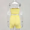 Colysmo Sexy Two Piece Set Summer Beach Casual 2 S Tenues pour femmes Rose Tube Tops et shorts assortis jaune 210527
