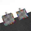 DIY Photo Pendants Square Rhinestone Pendant Jewelry Party Gifts Key Chain Pendant Necklace Pendants 30mm XD24576