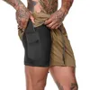 Herren-Shorts mit sicheren Taschen, 2-lagig, für Workout, Fitness, elastischer Bund, kurz, schnell trocknend, atmungsaktiv, 2-in-1-Jogger-Shorts 210629