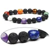 8mm Natural Lava Stone Beaded Strands Yoga Sports Energy Healing Charm Bracelets For Women Men Jewelry