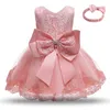 Girl039s Robes Bébé Filles Robe D'anniversaire Pour 1 2 Ans Né Baptême Rose Vêtements Enfant En Bas Âge Enfant Une Épaule Élégant Baptême 4982369