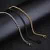 Fashion Classic Basic Punk Stainless Steel Necklace for Men Women Link Chain Chokers Vintage Black Gold Tone Solid Metal 2021