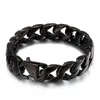 15mm 8.66 tum Rostfritt stål Vintage Black Cuban Curb Link Chain Armband Bangle 83g Vikt Högkvalitativa Smycken