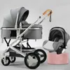 Baby Barnvagnar# Hög designerlandskap 3 i 1 med bilstol och lyxig spädbarnsset Born Trolley Suit varumärke för pengarna andas