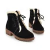 Meotina Mulher Botas Botas de Ankle de Salto Alto Botas Redondas Botas Short Botas Lace Up Grossa Salto Feminino Sapatos Quente Inverno Brown Tamanho Grande 43 210608