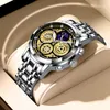 Wristwatches 2021 Lige Men Watch Top Sports Zegarki Chronograph Quartz Wristwatch Data Mężczyzna Hollow Clock Relogio Masculino