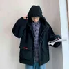 Мужчины негабаритные капюшоны из ягненка шерстяные пальто мужские плюс бархат толстая зимняя мягкая куртка корейская свободная теплый хлопок верхняя одежда 21129