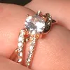 Mode vrouwen ring luxe kristal zirkoon verlovingsringen accessoires vrouwelijke bruiloft sieraden