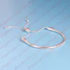 Pulseras de cuerda de mano de plata esterlina auténtica 925 para joyas de regalo de boda para mujeres de tamaño ajustable con caja original9658115