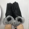 Leather Mittens for Female Winter Touch Screen Rex Rabbit Fur mouth Warm windproof fashion outdoor sheepskin gloves