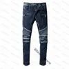 Herren-Designer-Jeans im Used-Look, zerrissen, Biker-Slim-Fit, Motorrad-Biker-Denim für Herrenmode, schwarze Hosen für Herren