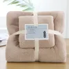 2pcs Coral Velvet Bath Towel Soft Thickened High Quality Water Absorption Towels Gift Set