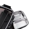Portable 304 Stainless Steel Bento with 3 Compartments Lunch Box Leakproof Microwave Heating Food Container Tableware Adults Y200429