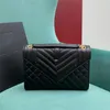 High Quality Designer Chains Shoulder Bags Checkered Gold letter buckle baguette Inside and outside calf leather V Wave Patchwork Cross Body Fashion Handbags