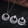 Boucles d'oreilles collier lignes torsadées géométrie cubique zirconengagement dubaï Naija mariée boucle d'oreille ensemble de bijoux