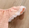 Baby Girl Clothes Lace Flying Sleeve Girls Romper Ruffle Children Jumpsuits Summer Boutique Kids Climbing Clothing 5 Colors DW6466