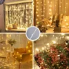 3x3m Строконные огни Рождество 300LED Fairy Lights USB Дистанционная занавес Гирлянда для свадьбы Вагонка Окна Сада Открытый дом Украшения дома