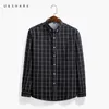 Ushark Black Plaid Shirt för män 100% Bomull Flannel T Shirts Långärmad Casual Shirts Male Brand Clothing Slim Fit Patch Design 210603