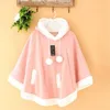 Lolita mantel Harajuku Hoody Cloak Japanse boze kat kerstherten fleece cape losse pullover batwing mouw hoodie jas 210909