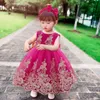 Toddler Sequins Bow Baby Girl Dresses Embroidery Flower 1st Birthday Christening Princess Dress Infant Party Wedding Kid Clothes G1129
