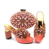 Beautiful teal women pumps and bag set with big crystal style african shoes match handbag for dress CP6002,Heel 10.5CM