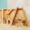 Novelty Items Piggy Bank Letter Shaped Money Box Wooden Storage Boxes Creative English Alphabet Organizer Wood Tank Desktop Orname7053016