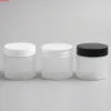 30st Tomt Clear Plast Round Cream Lotion Jar Bottle med svart Vit Lock Skruvlock 60g 60ml 2oz Kosmetisk prov ContainersHigh QualTity