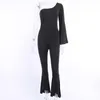 Women's Jumpsuits & Rompers Autumn Sexy Women Flare Jumpsuit Romper One Shoulder Long Sleeve Elegant Black Fashion Office Lady Bodycon