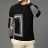 Fashion High End Designer Brand Mens Knit Black Wool Pullover Sweater Crew Neck Autum Winter Casual Jumper Clothes 210918