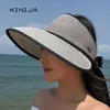 Brede rand hoeden zomer dames stroming boogband sombrero playa oversized strand cap fedora hoed voor vrouwen grote zon lege top oliv22