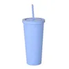 DHL 22oz tumblers ماتي الملونة الاكريليك الملونة مع الأغطية والقفز جدار مزدوج الجدار البلاستيك القابلة للاستردام كوب tumblers sxa14