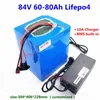 Batteria al litio personalizzata LiFePO4 84V 60ah 70ah 80ah con BMS per auto elettrica da golf per auto ev + caricabatterie 10A
